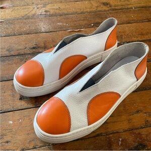 LUUKAA leather polka dot slip ons